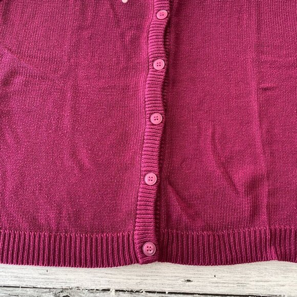 Vintage 90s Burgundy Floral Embroidered Cardigan Sweater Vest - Picture 4 of 13